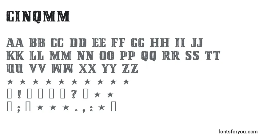A fonte CINQMM   (123479) – alfabeto, números, caracteres especiais