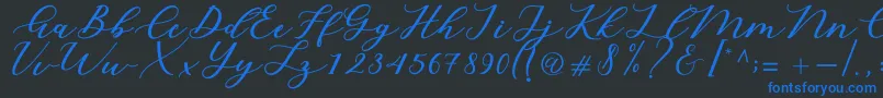 Cintya Script Font – Blue Fonts on Black Background