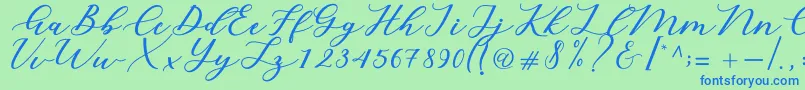 フォントCintya Script – 青い文字は緑の背景です。