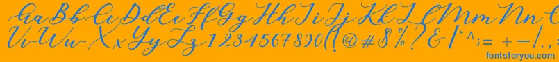 Cintya Script Font – Blue Fonts on Orange Background