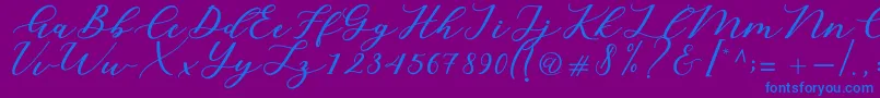 Cintya Script-Schriftart – Blaue Schriften auf violettem Hintergrund