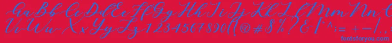 Cintya Script Font – Blue Fonts on Red Background