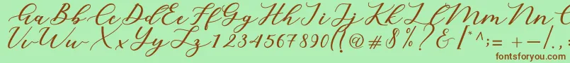 Cintya Script Font – Brown Fonts on Green Background