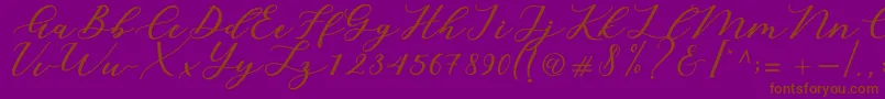 Cintya Script-Schriftart – Braune Schriften auf violettem Hintergrund