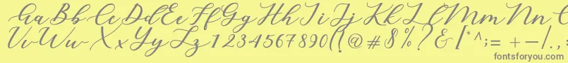 Cintya Script Font – Gray Fonts on Yellow Background