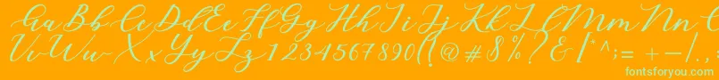 Cintya Script Font – Green Fonts on Orange Background