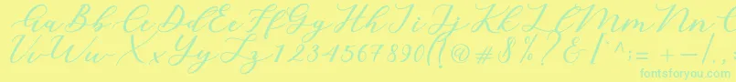 Cintya Script Font – Green Fonts on Yellow Background
