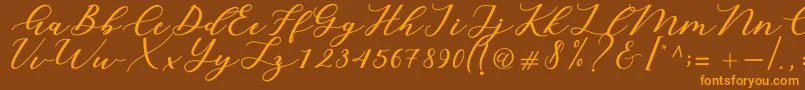 Cintya Script Font – Orange Fonts on Brown Background