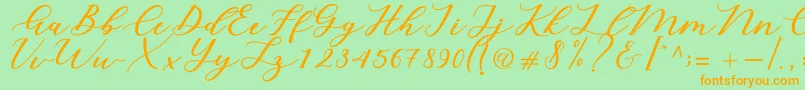Cintya Script-Schriftart – Orangefarbene Schriften auf grünem Hintergrund