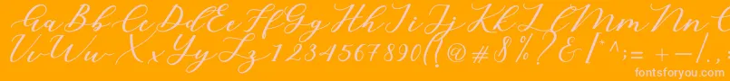 Cintya Script-fontti – vaaleanpunaiset fontit oranssilla taustalla