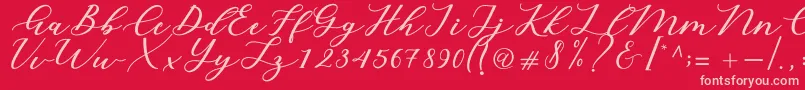 フォントCintya Script – 赤い背景にピンクのフォント
