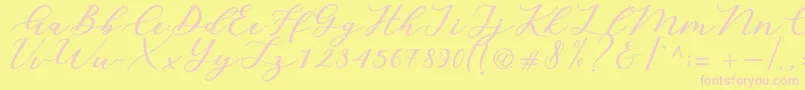 Fonte Cintya Script – fontes rosa em um fundo amarelo