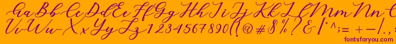 Cintya Script Font – Purple Fonts on Orange Background