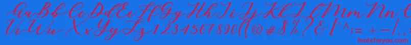 More about Cintya Script Font Cintya Script Font – Red Fonts on Blue Background