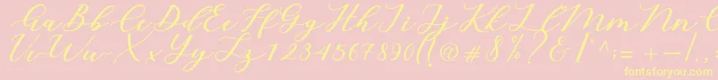 Cintya Script Font – Yellow Fonts on Pink Background