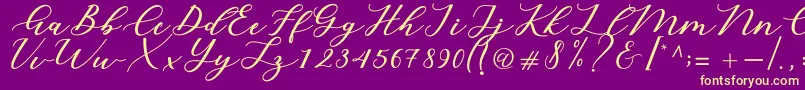 Cintya Script Font – Yellow Fonts on Purple Background