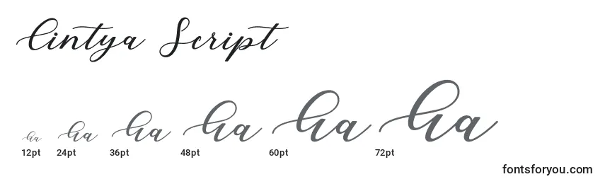 Размеры шрифта Cintya Script