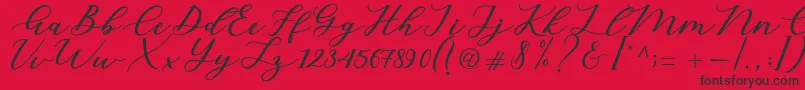 Fonte Cintya Script – fontes pretas em um fundo vermelho