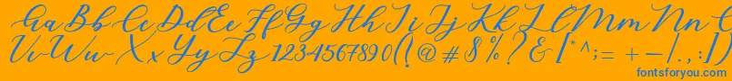 Cintya Script-Schriftart – Blaue Schriften auf orangefarbenem Hintergrund