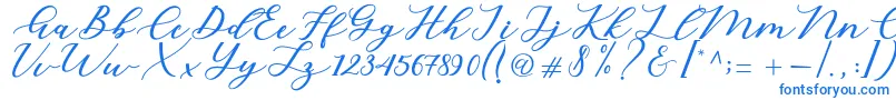 Cintya Script-fontti – siniset fontit valkoisella taustalla