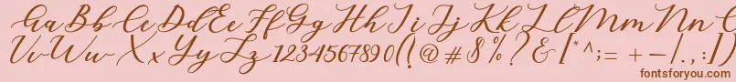 Fonte Cintya Script – fontes marrons em um fundo rosa