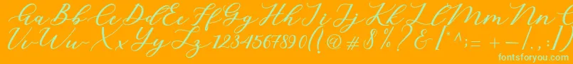 Cintya Script-Schriftart – Grüne Schriften auf orangefarbenem Hintergrund