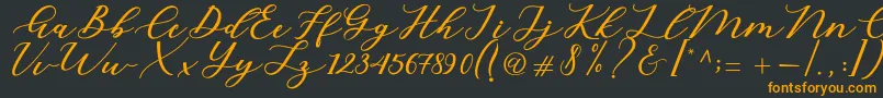 Cintya Script Font – Orange Fonts on Black Background