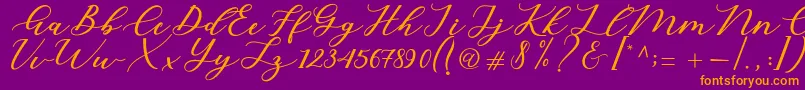 Cintya Script Font – Orange Fonts on Purple Background