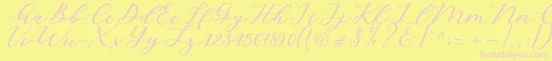 Cintya Script-Schriftart – Rosa Schriften auf gelbem Hintergrund