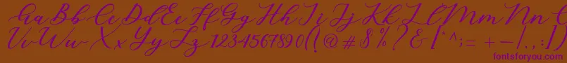 Cintya Script-Schriftart – Violette Schriften auf braunem Hintergrund