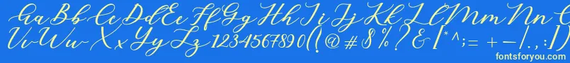 Шрифт Cintya Script – жёлтые шрифты на синем фоне