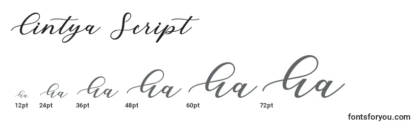 Cintya Script (123483) Font Sizes