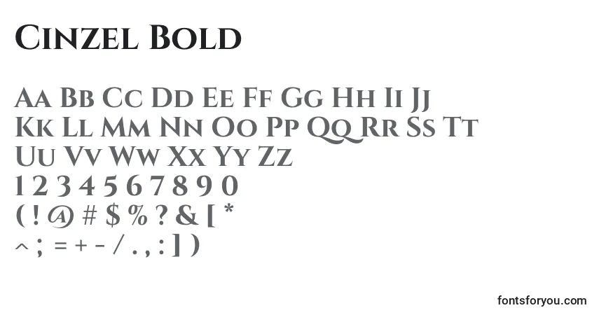 A fonte Cinzel Bold – alfabeto, números, caracteres especiais