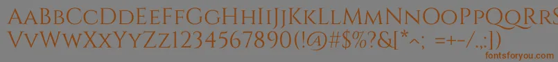フォントCinzel Regular – 茶色の文字が灰色の背景にあります。