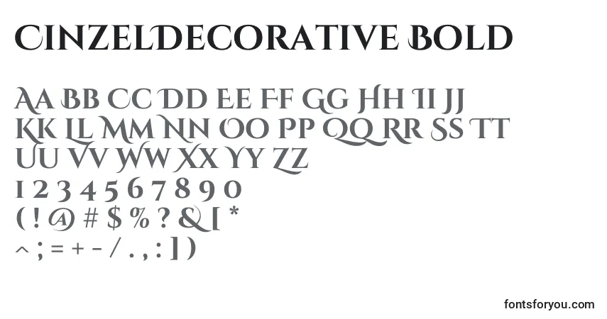 Шрифт CinzelDecorative Bold – алфавит, цифры, специальные символы