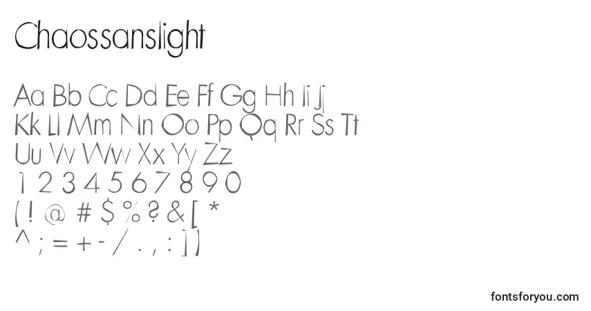 Chaossanslight-fontti – aakkoset, numerot, erikoismerkit