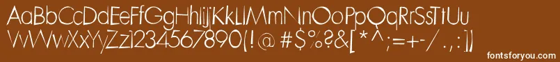 Chaossanslight-Schriftart – Weiße Schriften auf braunem Hintergrund
