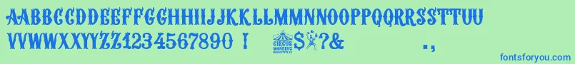 Circus Manerus Font – Blue Fonts on Green Background