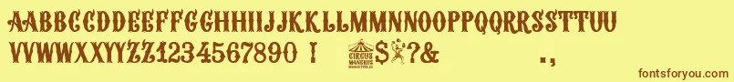 Circus Manerus-Schriftart – Braune Schriften auf gelbem Hintergrund