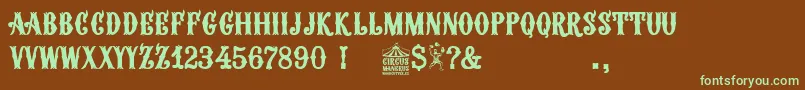 Circus Manerus-fontti – vihreät fontit ruskealla taustalla