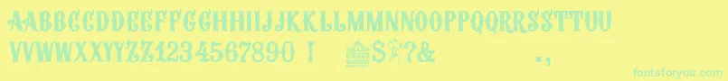 Czcionka Circus Manerus – zielone czcionki na żółtym tle