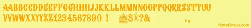 Circus Manerus Font – Orange Fonts on Yellow Background