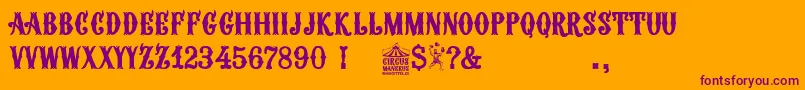 Circus Manerus-Schriftart – Violette Schriften auf orangefarbenem Hintergrund