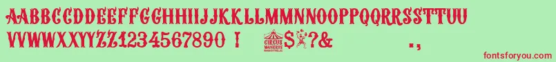 Шрифт Circus Manerus – красные шрифты на зелёном фоне