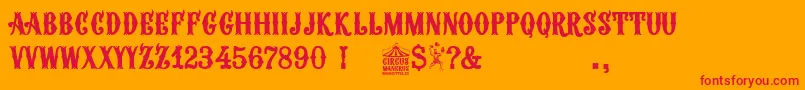 Czcionka Circus Manerus – czerwone czcionki na pomarańczowym tle