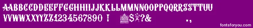 Circus Manerus-fontti – valkoiset fontit violetilla taustalla