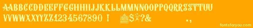 Circus Manerus-Schriftart – Gelbe Schriften auf orangefarbenem Hintergrund