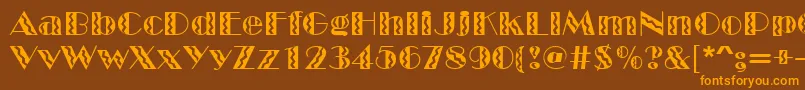 Circus-Schriftart – Orangefarbene Schriften auf braunem Hintergrund