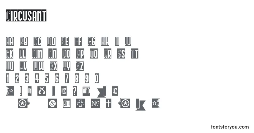 Шрифт Circusant – алфавит, цифры, специальные символы