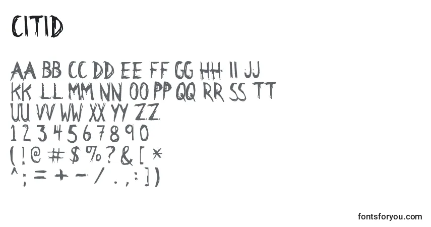 Schriftart CITID    (123500) – Alphabet, Zahlen, spezielle Symbole